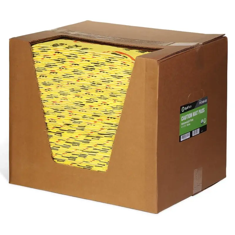 Yellow absorbents in a cardboard box